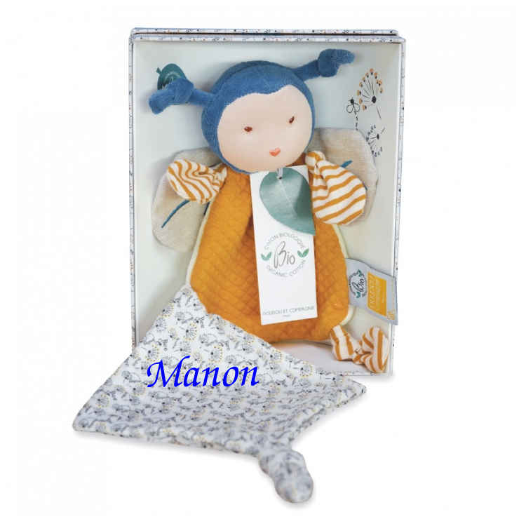  - pollen the bee organic cotton - comforter with soother holder 20 cm 